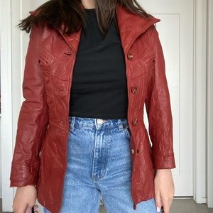 Vintage burgundy leather jacket